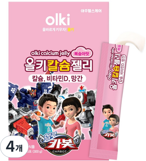올키 칼슘젤리 복숭아맛 15p, 300g, 4개