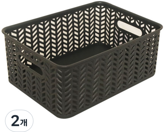 스내지 헤링본 바스켓 3호 오픈형 9.3L, 차콜, 2개