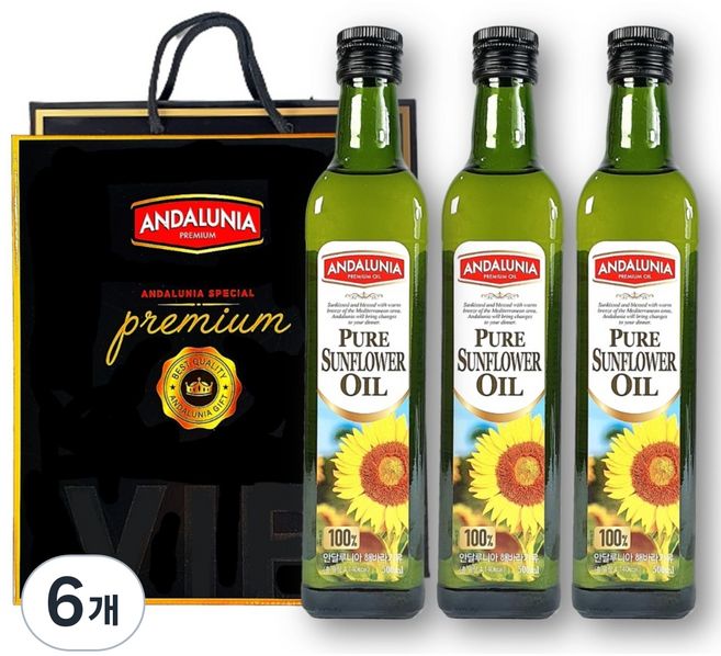 안달루니아 해바라유 500ml + 쇼핑백, 6개