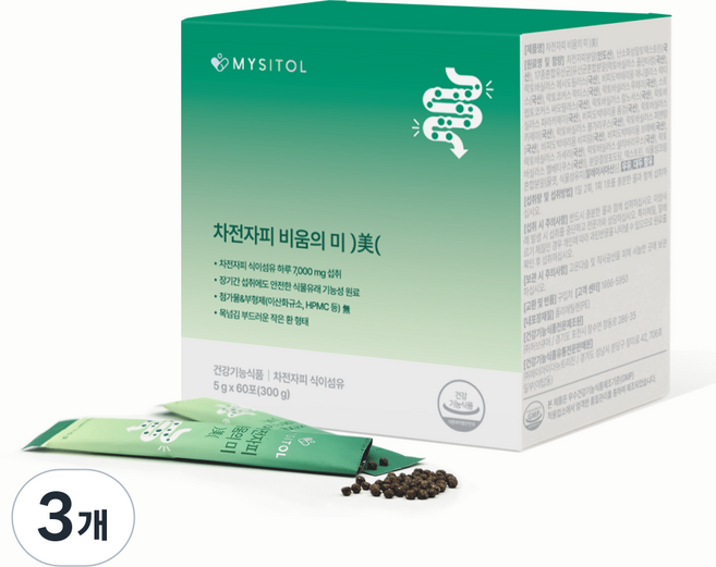 마이시톨 차전자피 비움의 미 식이섬유 7g 장건강 유산균 60p, 300g, 3개