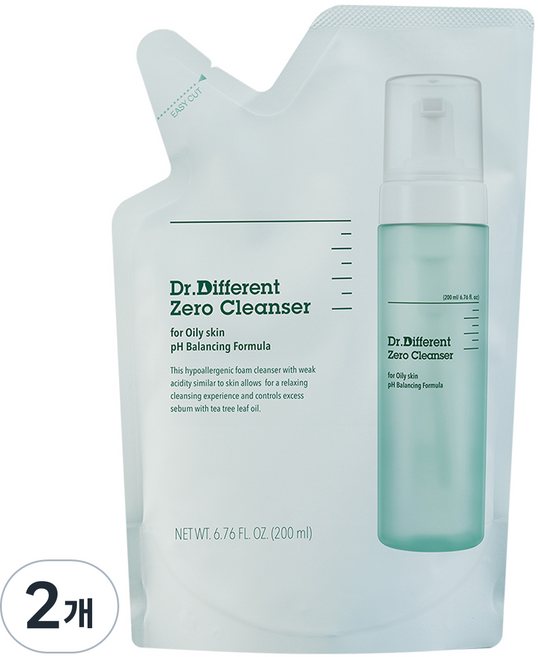 닥터디퍼런트 제로클렌저 리필 지성, 200ml, 2개