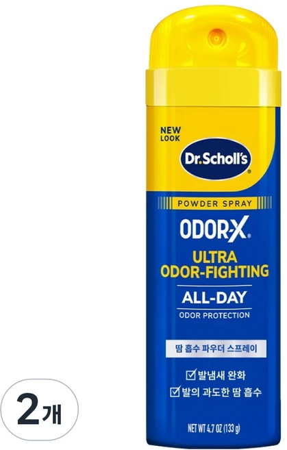 닥터숄 ODOR X 파우더 풋 스프레이, 2개, 1개입 - 쿠팡