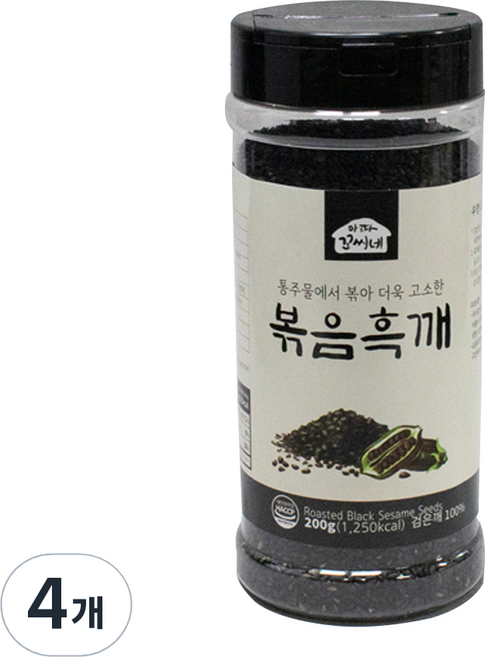 아따꼬시네 우영식품 통주물에서 볶아 더욱 고소한 볶음흑깨, 200g, 4개