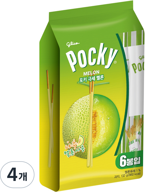 포키 극세 멜론 패밀리팩 6p, 132g, 4개