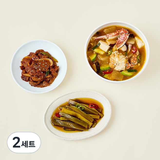 압구정 예향 한끼 꽃게된장찌개 450g + 제육볶음 150g + 궁채장아찌 80g 세트 F, 680g, 2세트