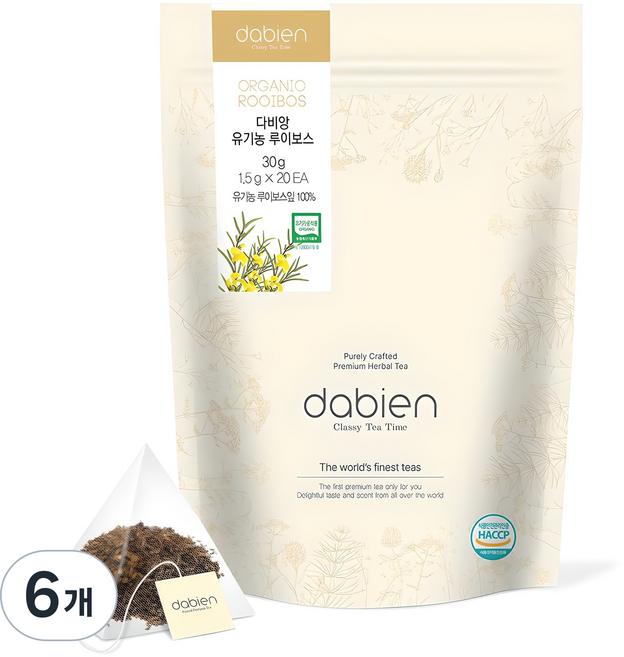 다비앙 유기농 루이보스 티백, 1.5g, 20개입, 6개