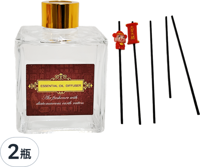 QIDINA 奇蒂可 喜氣拜年精油擴香瓶, 2瓶, 200ml, 蜜糖果園