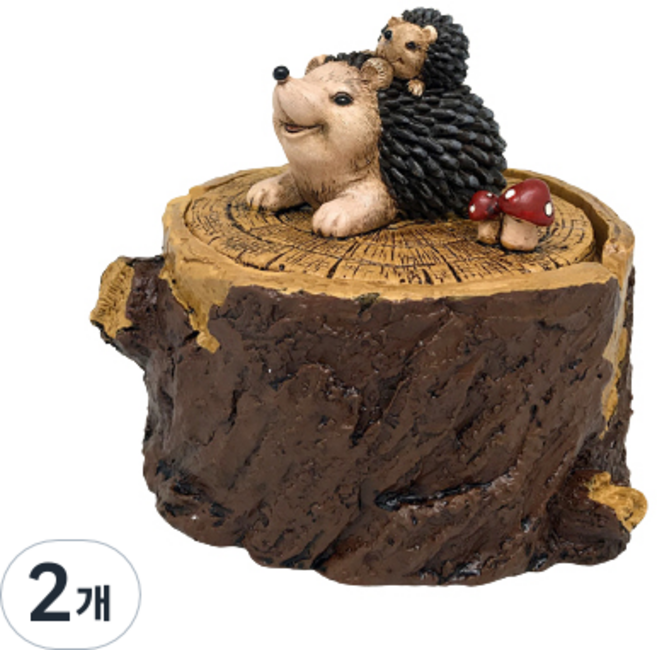 애니멀 나무 모형 탁자 재떨이 RA041, 고슴도치, 2개, 2개