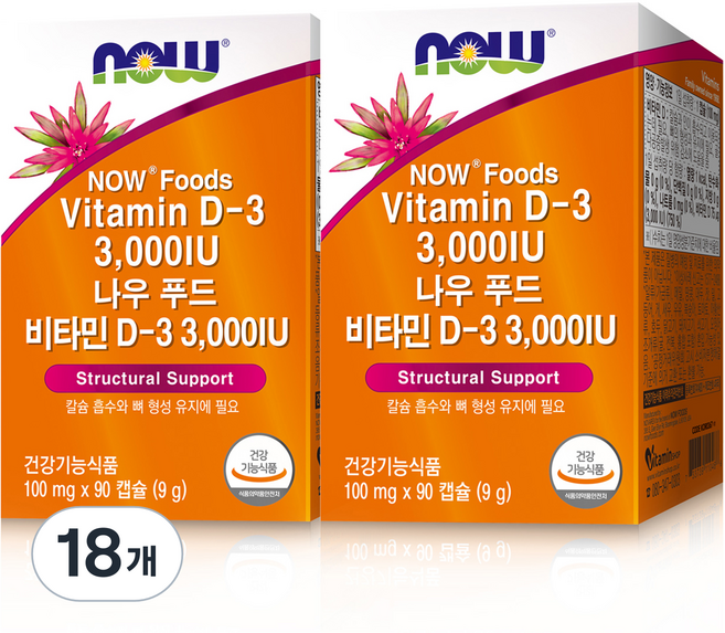 나우푸드 비타민 D3 3000 IU, 90정, 18세트