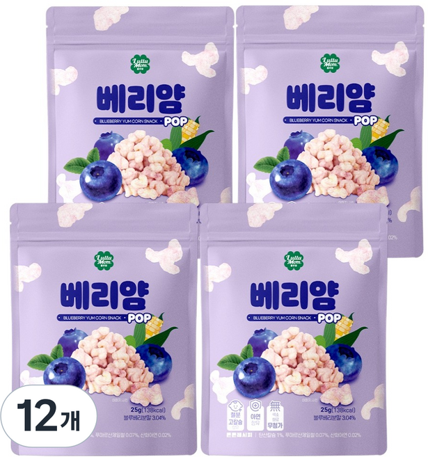 룰루맘 베리얌 과자, 25g, 12개, 혼합맛(블루베리/요거트)