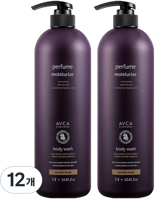 아브카 퍼퓸 바디워시 우디머스크, 1L, 12개