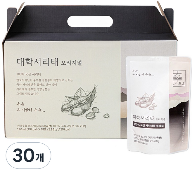 대학두유 서리태 오리지널 두유, 190ml, 30개