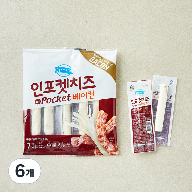 덴마크 동원 인포켓 스트링치즈 베이컨, 20g, 6개, 7개입