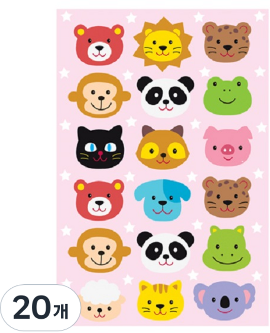 환타스틱스 쁘띠스티커 애니멀팡팡 PS-22028, 20개, 혼합색상