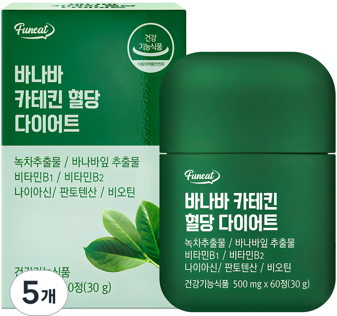 Funeat 巴拿巴葉萃取兒茶素錠, 60錠, 5罐