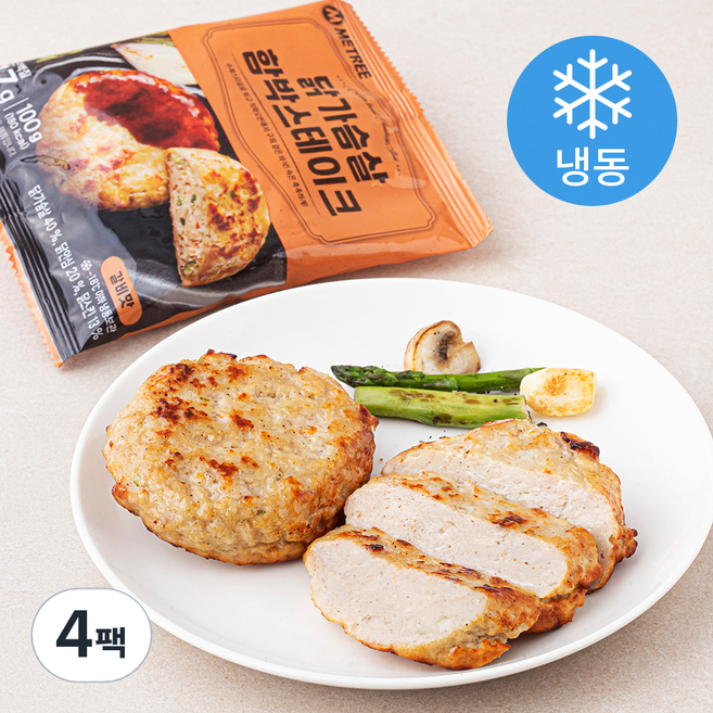 미트리 닭가슴살 함박스테이크 갈비맛 (냉동), 100g, 4팩