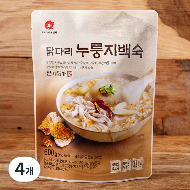 마니커에프앤지 닭다리 누룽지백숙, 600g, 4개