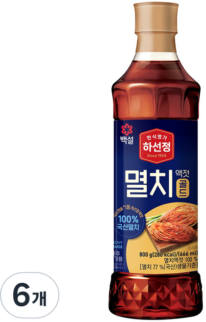 하선정 멸치액젓 골드, 800g, 6개