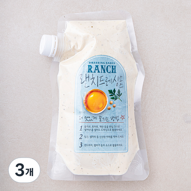 주비푸드 랜치드레싱 소스, 500g, 3개