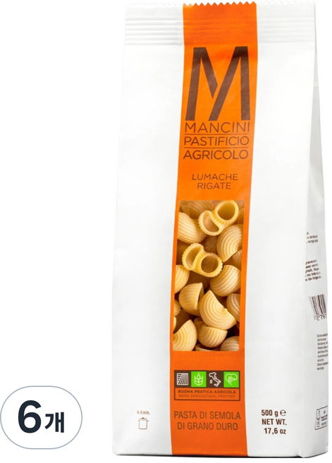 만치니 Lumache rigate 만치니 루마케 리가테, 6개, 500g