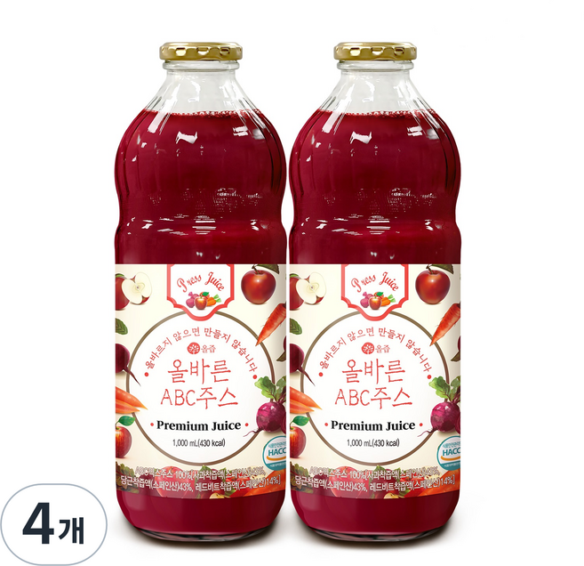 올즙 올바른 ABC주스, 1L, 4개