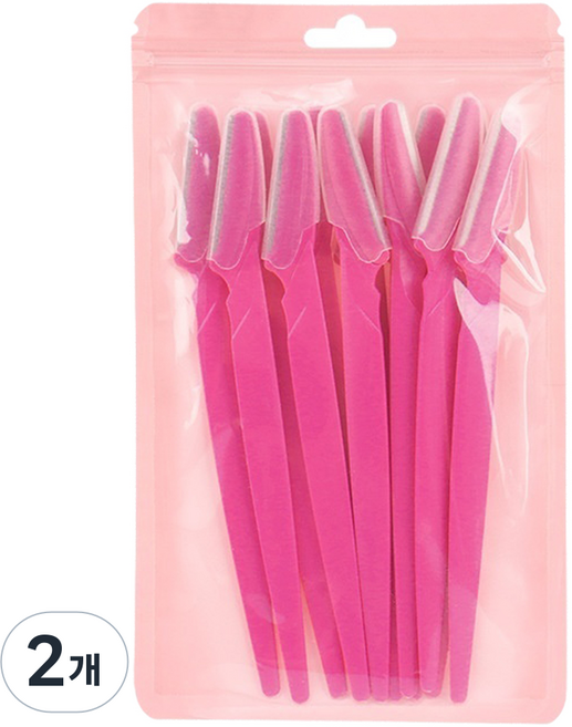 아리나라 직선 손잡이 눈썹정리칼 12p, 2개, 로즈 핑크