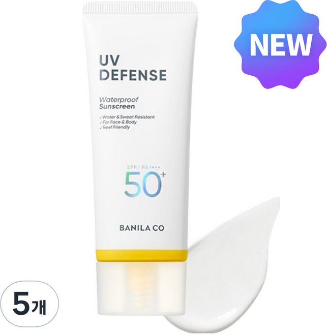바닐라코 UV 디펜스 워터프루프 선크림 대용량 SPF50+ PA++++, 100ml, 5개
