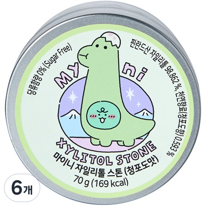 마이니 자일리톨 스톤 청포도맛, 70g, 6개
