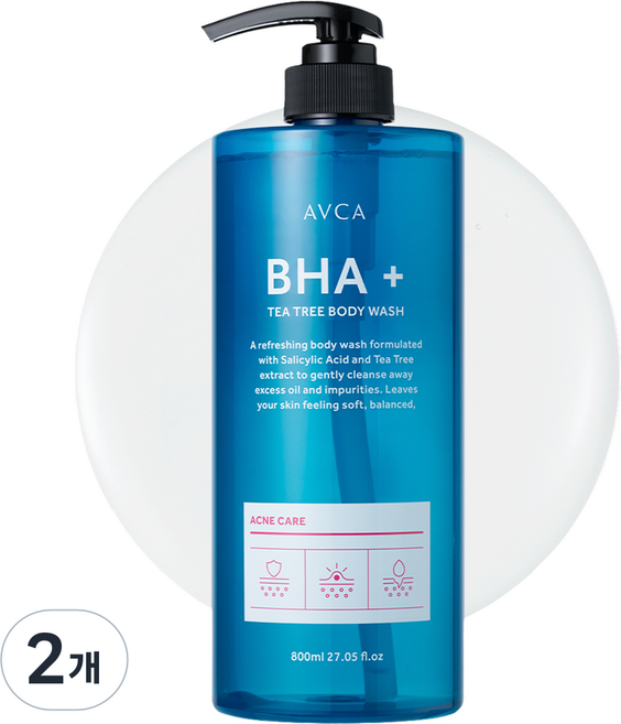 AVCA Baha Plus 茶樹抗痘護理沐浴乳, 2個, 800ml