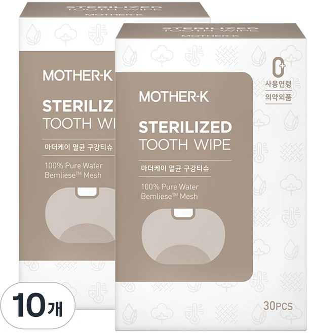 마더케이 유아 멸균 구강티슈 30p, 120g, 30개입, 10개 - 쿠팡
