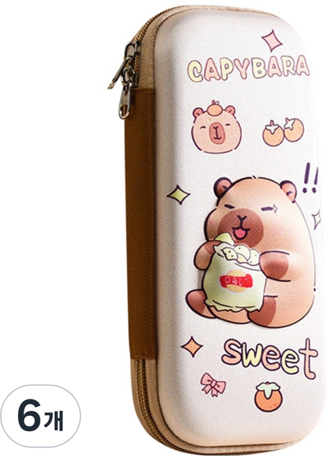 펜몽 카피바라 필통 케이스, 아이보리, 6개