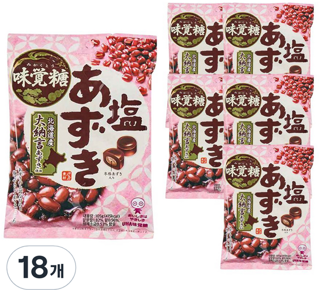 미카쿠토 시오 아주끼 캔디 팥 사탕, 105g, 18개