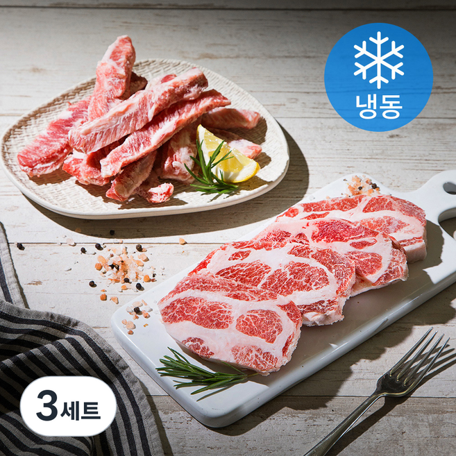 6다이닝 이베리코 돼지고기 목살 300g + 갈비살 300g (냉동), 3세트