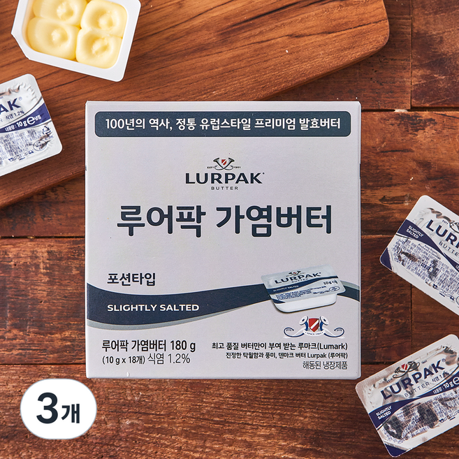 루어팍 가염버터 포션타입 18개입, 180g, 3개
