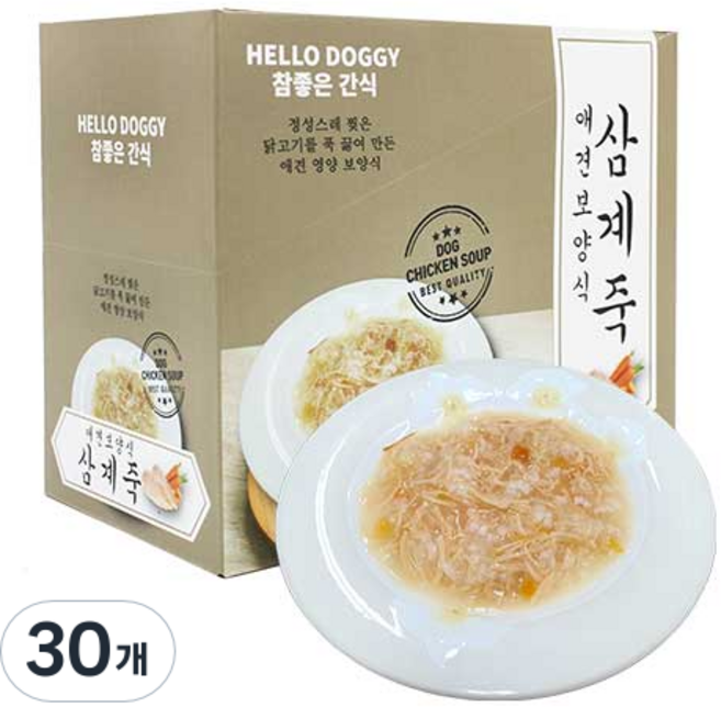 참좋은간식 강아지 애견보양식 죽 파우치, 삼계맛, 80g, 30개