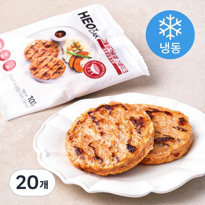 허닭 그릴 닭가슴살 스테이크 매콤바베큐맛 (냉동), 100g, 1개입, 20개