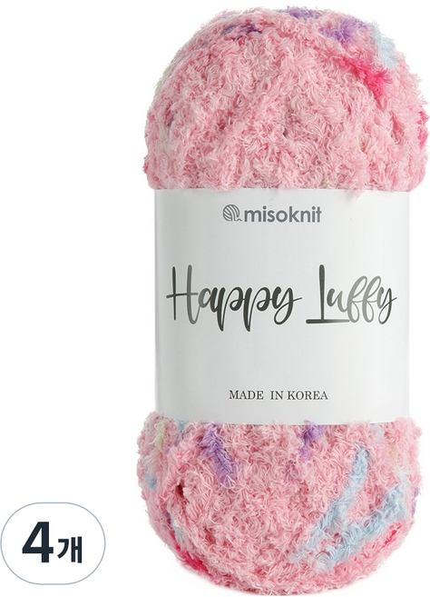 misoknit Happy Loopy 印花超細纖維柔軟睡眠編織線 80g, 204 淺粉色, 4個