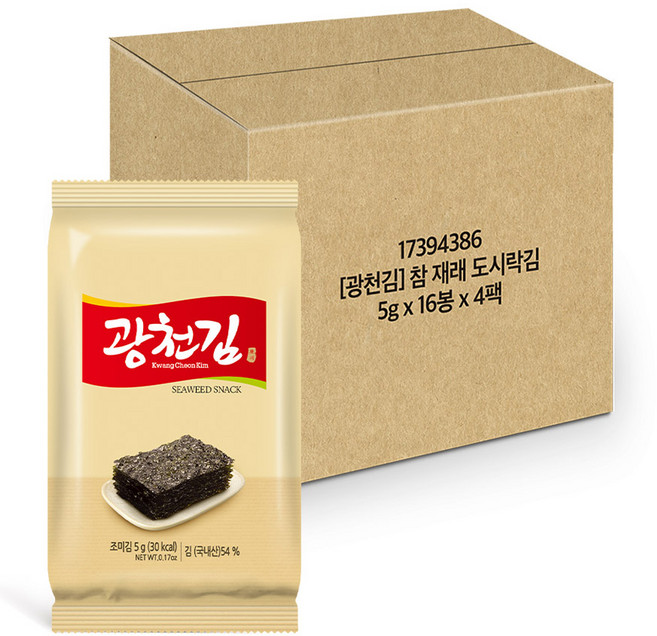 광천김 참 재래도시락 김, 5g, 64개