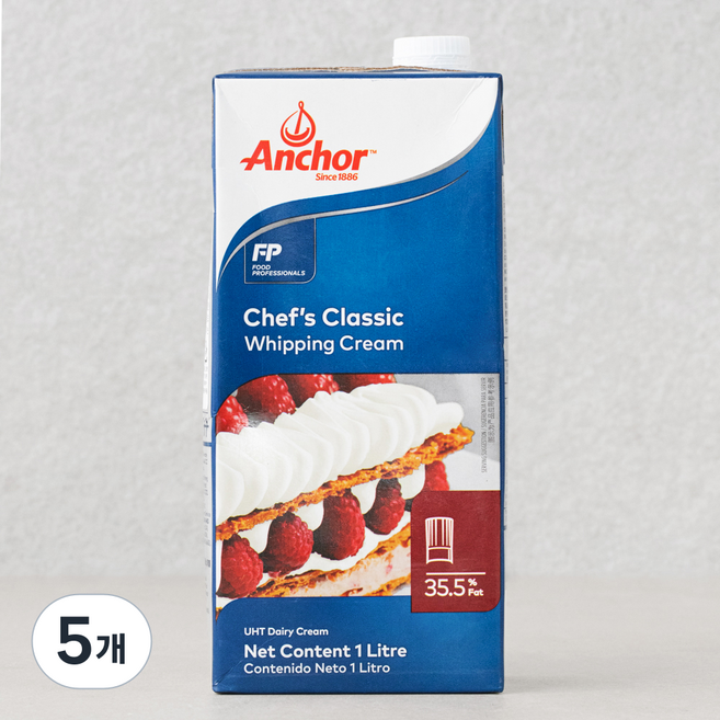 앵커 쉐프스 휘핑크림, 1L, 5개