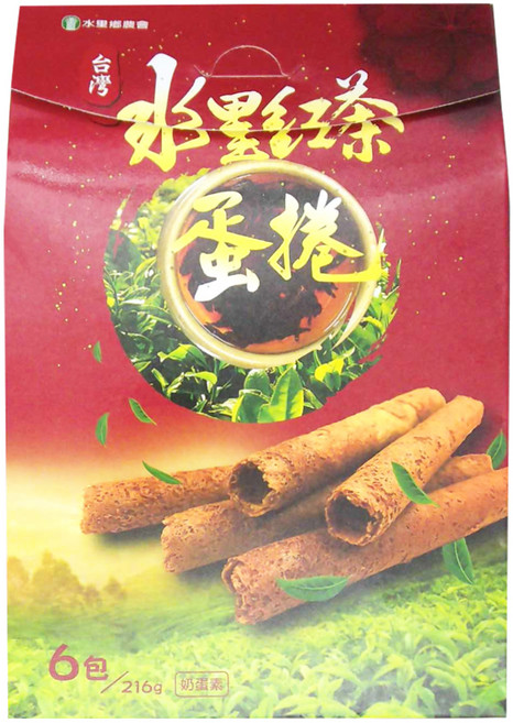 水里鄉農會 水里紅茶蛋捲 6包, 216g, 1盒