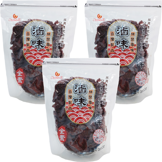 Chiao-E 巧益 豆干 豆乾 滷味 全素, 3包, 350g