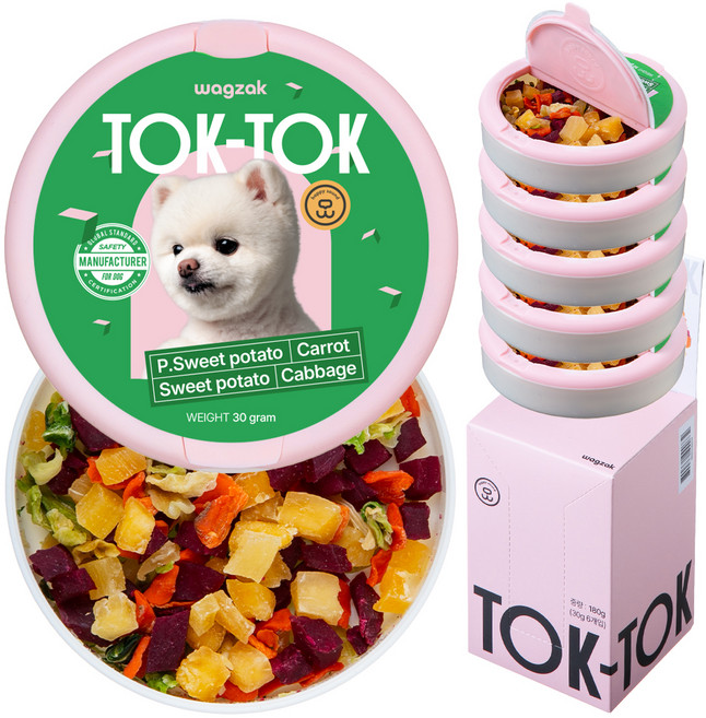 와그작 강아지 톡톡 미니 트릿, 혼합맛(고구마/자색고구마/당근/양배추), 30g, 6개
