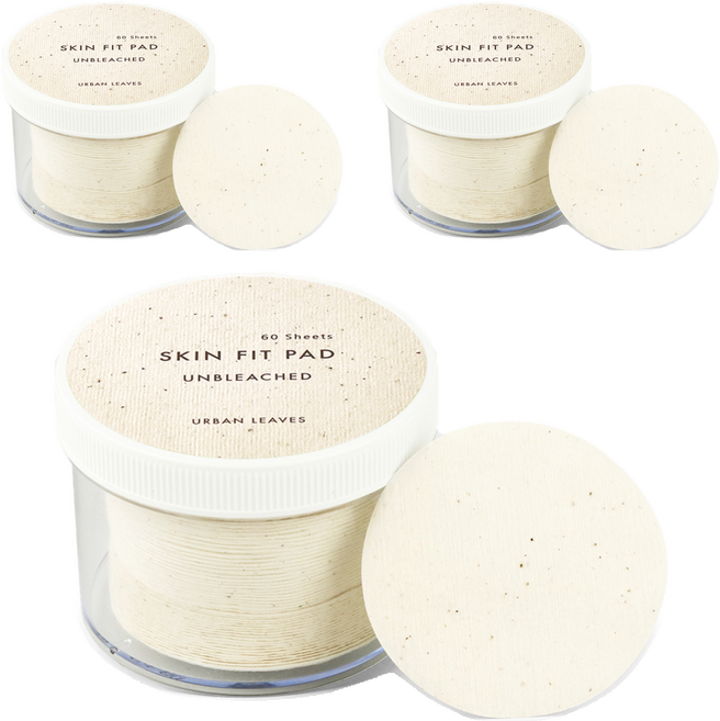어반리브즈 스킨 핏 패드 무표백 화장솜, 60개입, 3개
