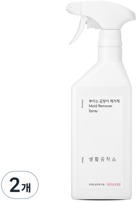 생활공작소 뿌리는 곰팡이 제거제, 750ml, 2개