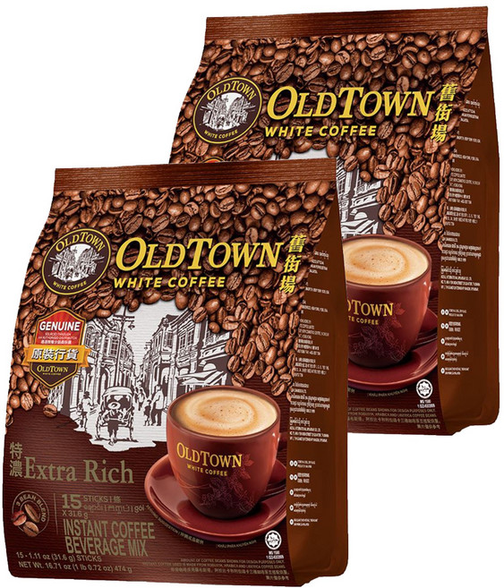 OLDTOWN WHITE COFFEE 舊街場白咖啡 3合1特濃白咖啡, 35g, 15條, 2袋