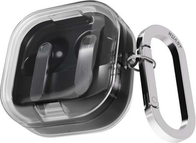 누아트 크리스탈 TPU 변색방지 젤리 케이스 + 카라비너 키링 세트, 갤럭시 버즈4 / 버즈 4 프로, 투명(케이스), 1세트