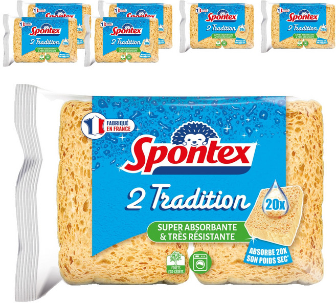 스폰텍스 드라이 셀룰로스 스펀지 2 트레디션 수세미, 2개입, 7개