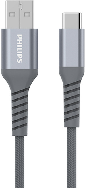 PHILIPS 飛利浦 USB A-Type-C 手機充電線, 200cm, 灰色, 1條