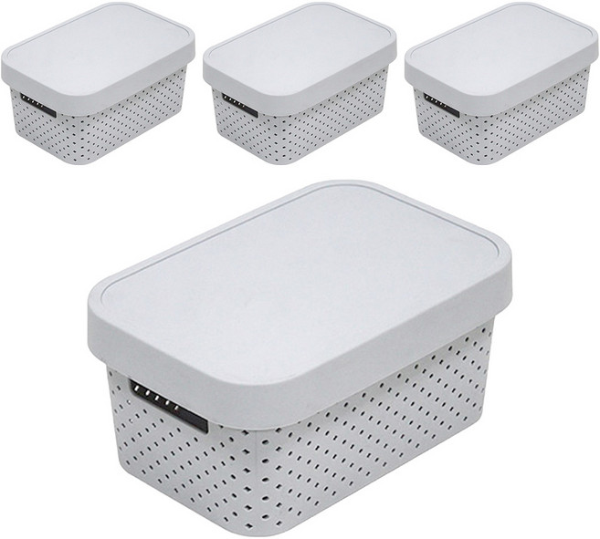 커버 바스켓, 그레이, 소(15 x 23.5 x 12.5 cm), 4개