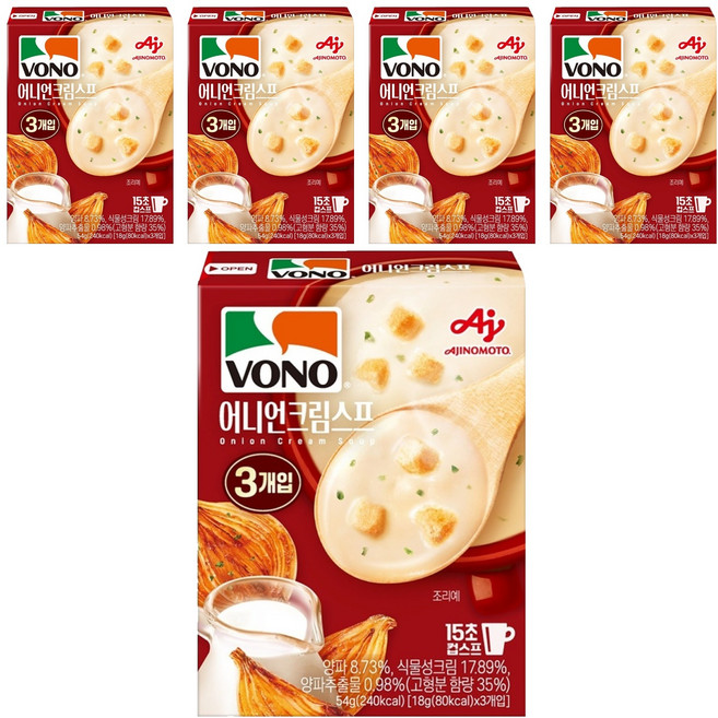 AJINOMOTO 味之素 VONO 即食沖泡洋蔥奶油濃湯, 54g, 5個